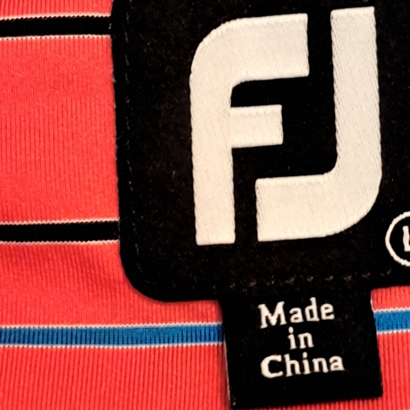 FootJoy Pink and Blue Striped Polo Shirt Size L #1 - Picture 4 of 7